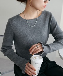 ニット/セーター（グレー/灰色系・フリル）ファッション通販