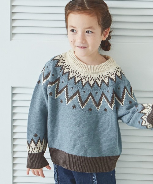 pairmanon(ペアマノン)の「【リンクコーデ】求心柄 ニット プルオーバー(ニット/セーター・キッズ・ブラック/ブルー/ベージュ・XS/S/M/L)」の2枚目の写真