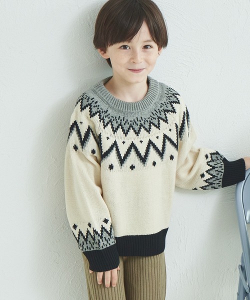 pairmanon(ペアマノン)の「【リンクコーデ】求心柄 ニット プルオーバー(ニット/セーター・キッズ・ブラック/ブルー/ベージュ・XS/S/M/L)」の5枚目の写真