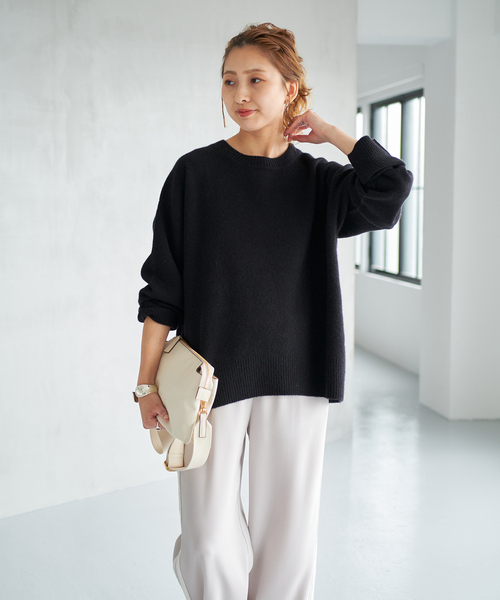 Spick & Span（スピックアンドスパン）の「ウールカシミヤ クルーネックプルオーバー（ニット/セーター・レディース・グレー/ブラック/パープル/ベージュ・FREE）」の11枚目の写真