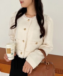 one after another NICE CLAUP | 【WEB限定】ツイードジャケット(ノーカラージャケット)