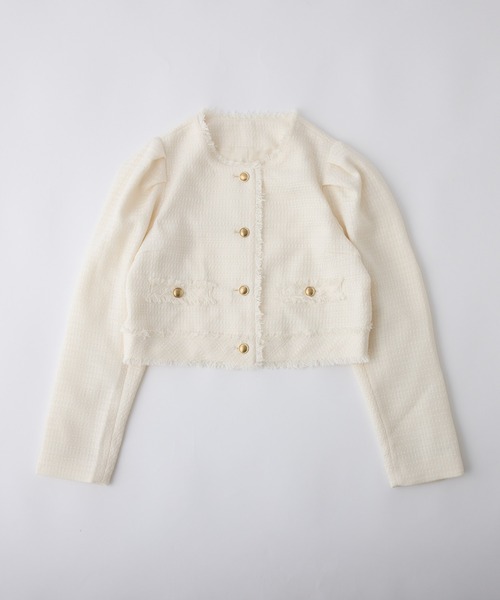 one after another NICE CLAUP(ワンアフターアナザーナイスクラップ)の「【WEB限定】ツイードジャケット(ノーカラージャケット・レディース・ブラウン/アイボリー/ブラック/ブラック系その他・FREE)」の5枚目の写真