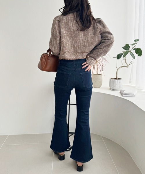 one after another NICE CLAUP(ワンアフターアナザーナイスクラップ)の「【WEB限定】ツイードジャケット(ノーカラージャケット・レディース・ブラウン/アイボリー/ブラック/ブラック系その他・FREE)」の20枚目の写真