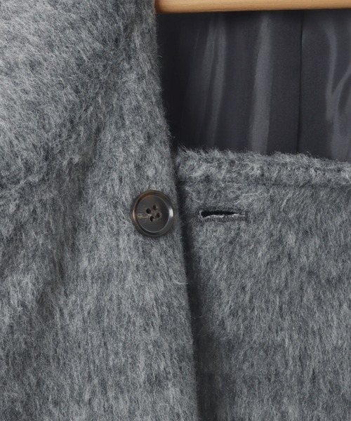 andme（アンドミー）の「スタンドカラー2wayシャギーマキシ丈ロングコート（ステンカラーコート・レディース・チャコールグレー/ベージュ/ホワイト系その他・L/M）」の19枚目の写真