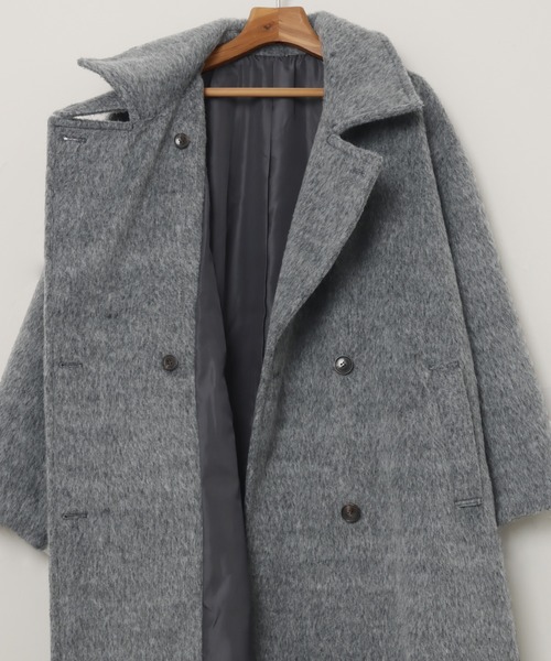 andme（アンドミー）の「スタンドカラー2wayシャギーマキシ丈ロングコート（ステンカラーコート・レディース・チャコールグレー/ベージュ/ホワイト系その他・L/M）」の13枚目の写真