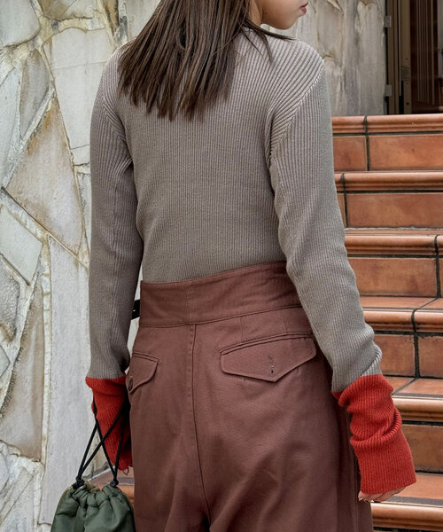 CIAOPANIC（チャオパニック）の「アンチピリングチョーカーニット（ニット/セーター・レディース・ブラック/グレー/オフホワイト/カーキ/ブルー/レッド・ONE SIZE）」の8枚目の写真