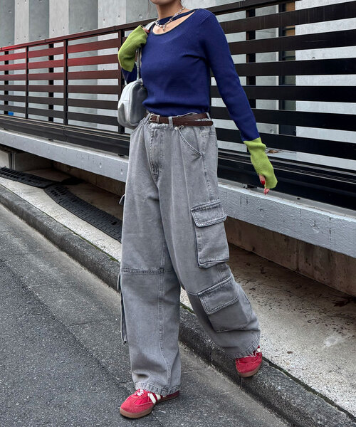 CIAOPANIC（チャオパニック）の「アンチピリングチョーカーニット（ニット/セーター・レディース・ブラック/グレー/オフホワイト/カーキ/ブルー/レッド・ONE SIZE）」の13枚目の写真