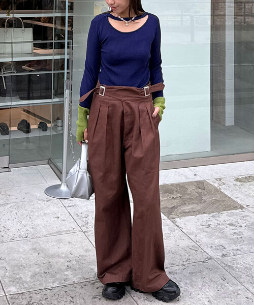 CIAOPANIC（チャオパニック）の「アンチピリングチョーカーニット（ニット/セーター・レディース・ブラック/グレー/オフホワイト/カーキ/ブルー/レッド・ONE SIZE）」の18枚目の写真