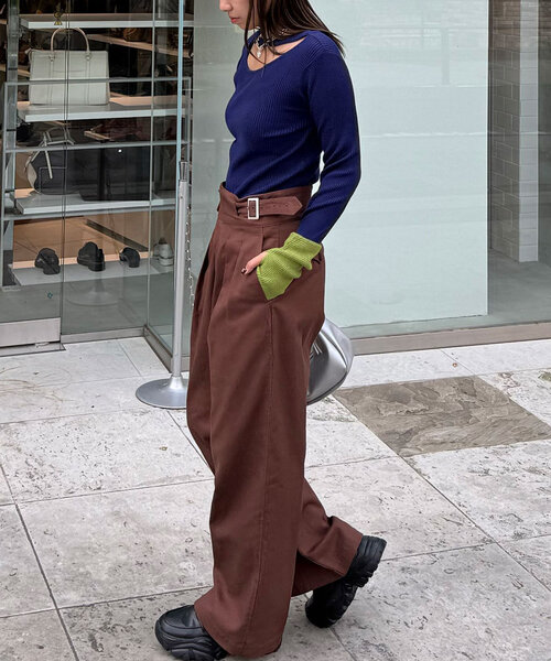 CIAOPANIC（チャオパニック）の「アンチピリングチョーカーニット（ニット/セーター・レディース・ブラック/グレー/オフホワイト/カーキ/ブルー/レッド・ONE SIZE）」の19枚目の写真