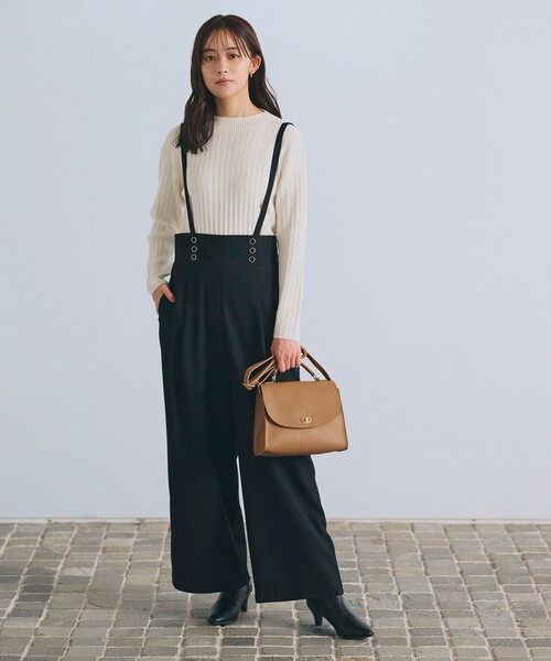 grove(グローブ)の「◆2WAYショルダーストラップワイドパンツ(その他パンツ・レディース・グレー/ブラック/チャコール・01/02/03/04/05)」の1枚目の写真