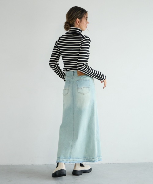 BAYFLOW（ベイフロー）の「[袖口ボタンがポイント]リブタートルニットプルオーバー（ニット/セーター・レディース・ブラック×ホワイト/レッド/ブラック/グレー・SMALL/MEDIUM）」の7枚目の写真