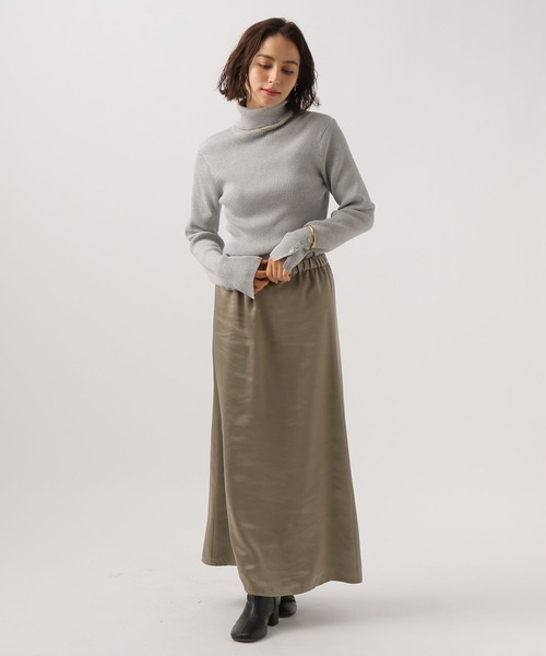 BAYFLOW（ベイフロー）の「[袖口ボタンがポイント]リブタートルニットプルオーバー（ニット/セーター・レディース・ブラック×ホワイト/レッド/ブラック/グレー・SMALL/MEDIUM）」の12枚目の写真