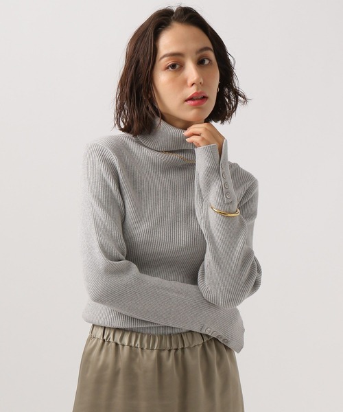 BAYFLOW（ベイフロー）の「[袖口ボタンがポイント]リブタートルニットプルオーバー（ニット/セーター・レディース・ブラック×ホワイト/レッド/ブラック/グレー・SMALL/MEDIUM）」の13枚目の写真