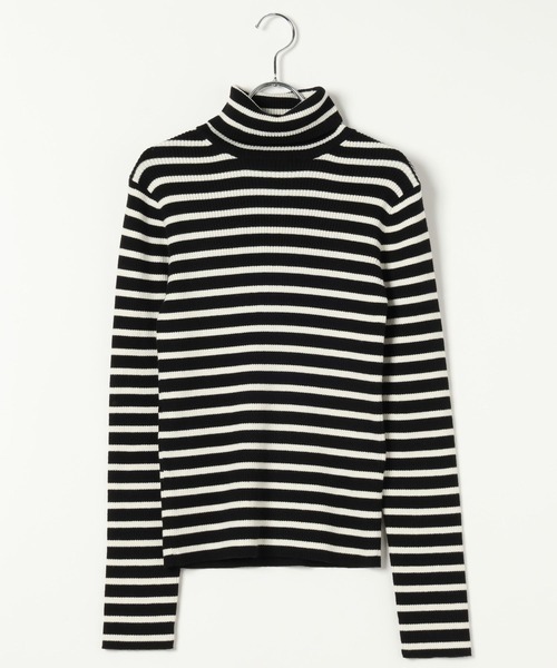 BAYFLOW（ベイフロー）の「[袖口ボタンがポイント]リブタートルニットプルオーバー（ニット/セーター・レディース・ブラック×ホワイト/レッド/ブラック/グレー・SMALL/MEDIUM）」の16枚目の写真
