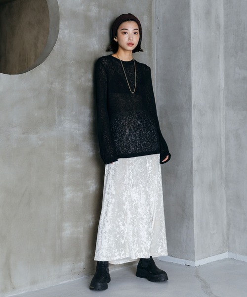 LIENCOEUR（リアンクール）の「シアーロングスリーブロンT（Tシャツ/カットソー・レディース・グレー/ブラック/ホワイト/ライトグリーン・FREE）」の7枚目の写真