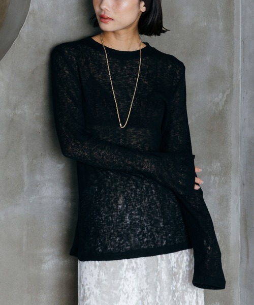 LIENCOEUR（リアンクール）の「シアーロングスリーブロンT（Tシャツ/カットソー・レディース・グレー/ブラック/ホワイト/ライトグリーン・FREE）」の9枚目の写真