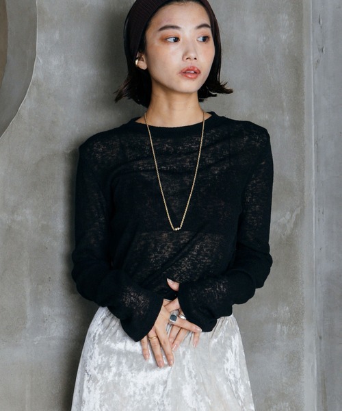 LIENCOEUR（リアンクール）の「シアーロングスリーブロンT（Tシャツ/カットソー・レディース・グレー/ブラック/ホワイト/ライトグリーン・FREE）」の16枚目の写真