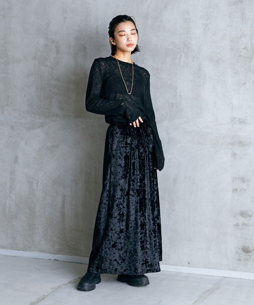 LIENCOEUR（リアンクール）の「シアーロングスリーブロンT（Tシャツ/カットソー・レディース・グレー/ブラック/ホワイト/ライトグリーン・FREE）」の21枚目の写真