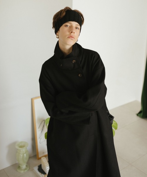 HANNE（アン）の「スタンドカラーフェイクウールロングコート（その他アウター・レディース・ブラック/ベージュ・FREE）」の11枚目の写真