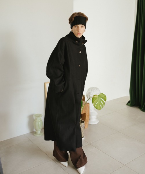 HANNE（アン）の「スタンドカラーフェイクウールロングコート（その他アウター・レディース・ブラック/ベージュ・FREE）」の12枚目の写真