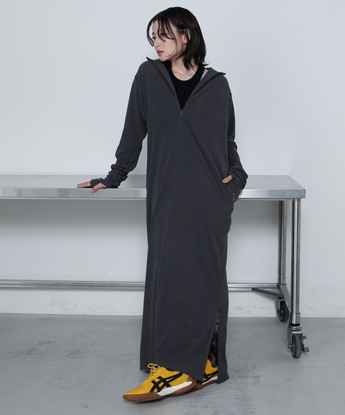 High neck long zip maxi dress / ハイネック ロングZIP マキシ