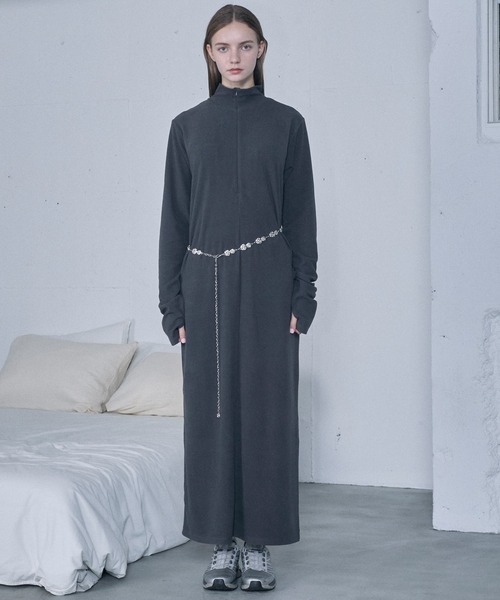 High neck long zip maxi dress / ハイネック ロングZIP マキシ