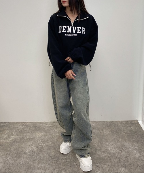 INGNI(イング)の「ハーフZIP裾ドロストショートフリーストップス(その他トップス・レディース・アイボリー/ブラック/ベージュ・M)」の21枚目の写真