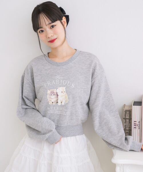 ems excite(エムズエキサイト)の「catsロゴショートトレーナー(Tシャツ/カットソー・レディース・ダークグレー/ナチュラル/ブルー・FREE)」の16枚目の写真