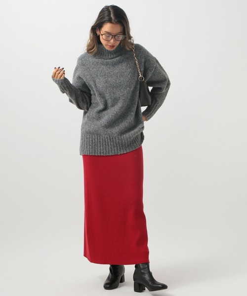 BAYFLOW（ベイフロー）の「[ふっくら軽くあったか]ブークレタートルニットプルオーバー（ニット/セーター・レディース・オレンジ/チャコール/グリーン/ライトグレー・FREE）」の5枚目の写真