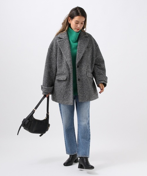 BAYFLOW（ベイフロー）の「[ふっくら軽くあったか]ブークレタートルニットプルオーバー（ニット/セーター・レディース・オレンジ/チャコール/グリーン/ライトグレー・FREE）」の13枚目の写真