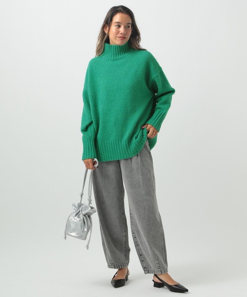 BAYFLOW（ベイフロー）の「[ふっくら軽くあったか]ブークレタートルニットプルオーバー（ニット/セーター・レディース・オレンジ/チャコール/グリーン/ライトグレー・FREE）」の14枚目の写真