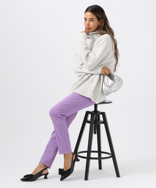 BAYFLOW（ベイフロー）の「[ふっくら軽くあったか]ブークレタートルニットプルオーバー（ニット/セーター・レディース・オレンジ/チャコール/グリーン/ライトグレー・FREE）」の15枚目の写真