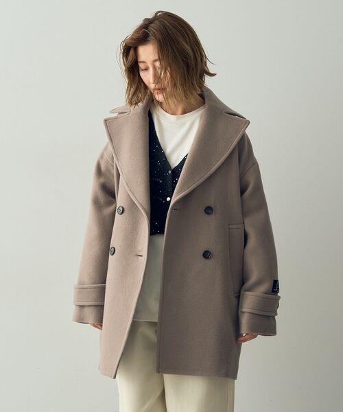 YECCA VECCA（イェッカヴェッカ）の「ウール混ミドル丈Pコート（ピーコート・レディース・ダークネイビー/モカ/ライトベージュ・FREE）」の2枚目の写真