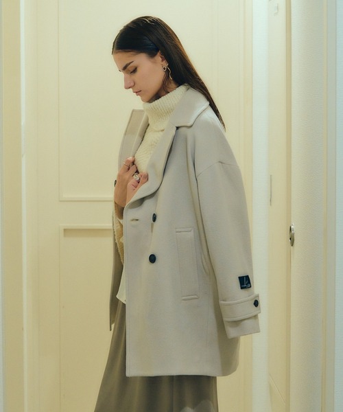 YECCA VECCA（イェッカヴェッカ）の「ウール混ミドル丈Pコート（ピーコート・レディース・ダークネイビー/モカ/ライトベージュ・FREE）」の7枚目の写真