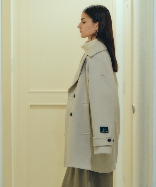 YECCA VECCA（イェッカヴェッカ）の「ウール混ミドル丈Pコート（ピーコート・レディース・ダークネイビー/モカ/ライトベージュ・FREE）」の8枚目の写真
