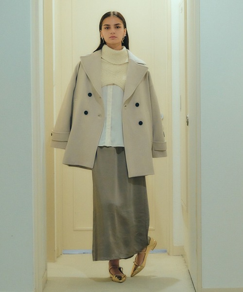 YECCA VECCA（イェッカヴェッカ）の「ウール混ミドル丈Pコート（ピーコート・レディース・ダークネイビー/モカ/ライトベージュ・FREE）」の10枚目の写真