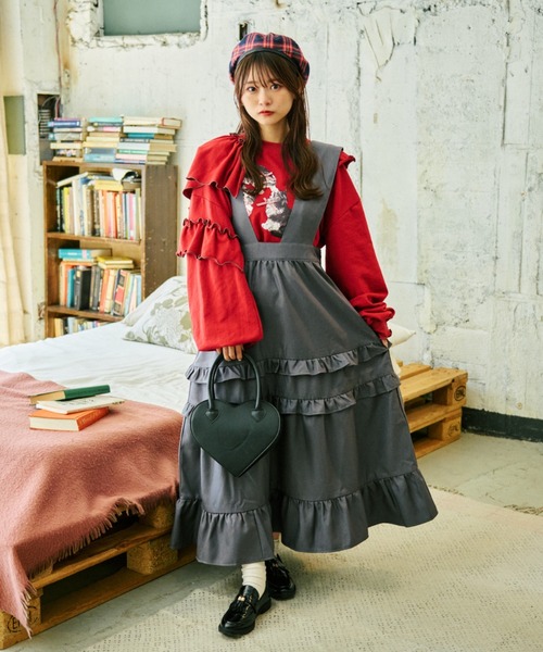 クティールとレトロ】アソートティアードフリルジャンパースカート