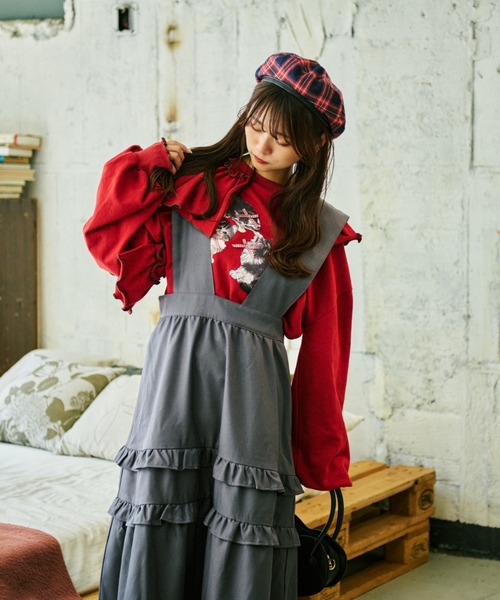 クティールとレトロ】アソートティアードフリルジャンパースカート