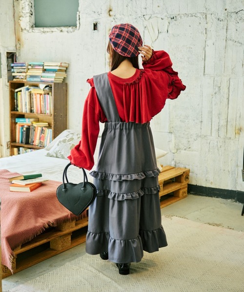 ☆新品未使用☆ローズティアラ 裾フリルジャンパースカート 濃紺