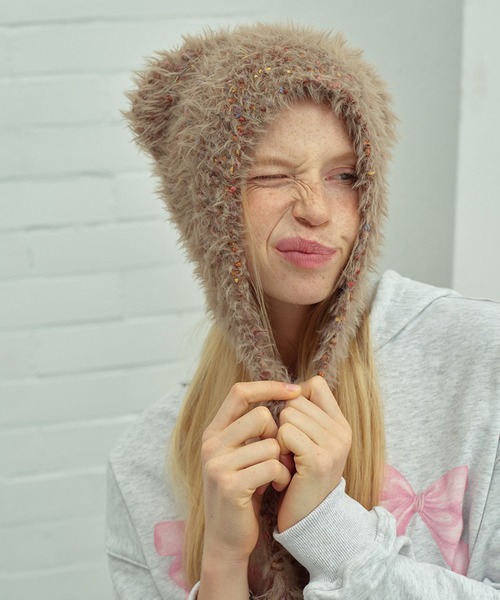 WEGO(ウィゴー)の「WEGO/猫耳モヘアニットキャップ/ビーニー(ニットキャップ/ビーニー・レディース・ブラック/ブルー/ブラウン/ピンク/ホワイト/グリーン・FREE)」の4枚目の写真