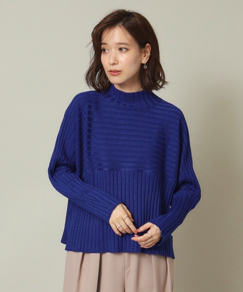 ITS'DEMO（イッツデモ）の「◆【手洗い可／薄手／ロングシーズン使える】ラメワイドリブ切替ニット（ニット/セーター・レディース・ブラック/オフホワイト/ダークブラウン/ボルドー/ブルー系その他・00）」の4枚目の写真