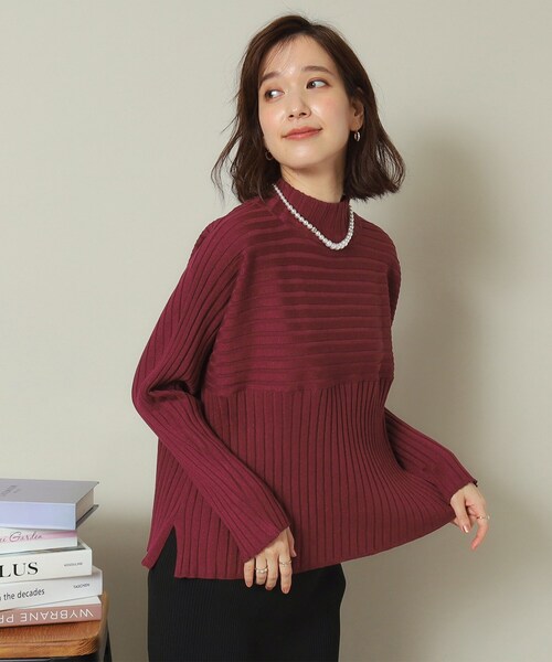 ITS'DEMO（イッツデモ）の「◆【手洗い可／薄手／ロングシーズン使える】ラメワイドリブ切替ニット（ニット/セーター・レディース・ブラック/オフホワイト/ダークブラウン/ボルドー/ブルー系その他・00）」の5枚目の写真