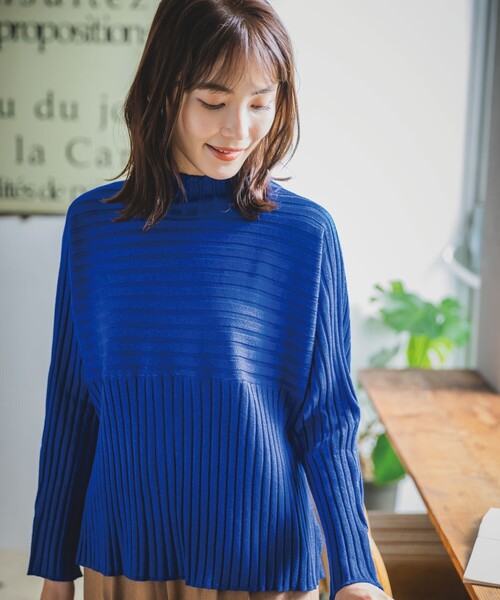 ITS'DEMO（イッツデモ）の「◆【手洗い可／薄手／ロングシーズン使える】ラメワイドリブ切替ニット（ニット/セーター・レディース・ブラック/オフホワイト/ダークブラウン/ボルドー/ブルー系その他・00）」の6枚目の写真