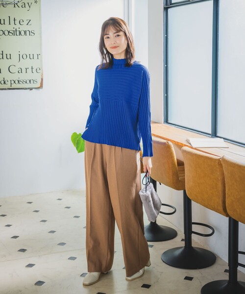 ITS'DEMO（イッツデモ）の「◆【手洗い可／薄手／ロングシーズン使える】ラメワイドリブ切替ニット（ニット/セーター・レディース・ブラック/オフホワイト/ダークブラウン/ボルドー/ブルー系その他・00）」の7枚目の写真