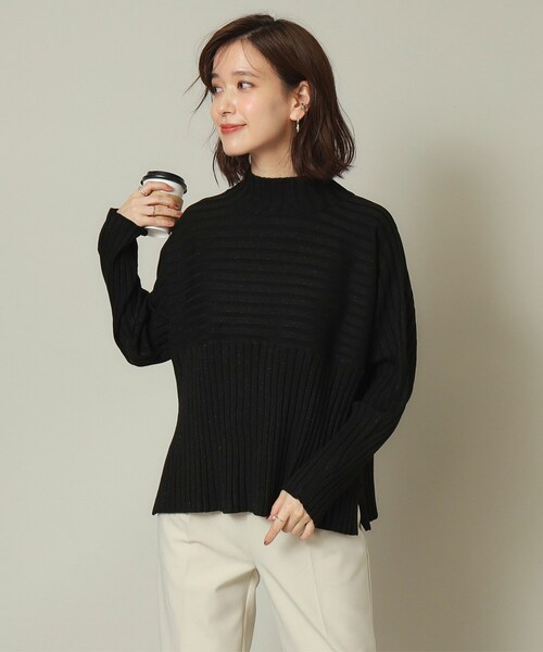 ITS'DEMO（イッツデモ）の「◆【手洗い可／薄手／ロングシーズン使える】ラメワイドリブ切替ニット（ニット/セーター・レディース・ブラック/オフホワイト/ダークブラウン/ボルドー/ブルー系その他・00）」の13枚目の写真