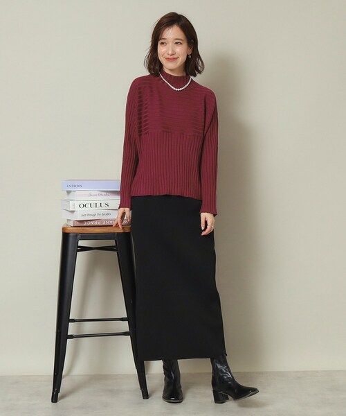 ITS'DEMO（イッツデモ）の「◆【手洗い可／薄手／ロングシーズン使える】ラメワイドリブ切替ニット（ニット/セーター・レディース・ブラック/オフホワイト/ダークブラウン/ボルドー/ブルー系その他・00）」の22枚目の写真