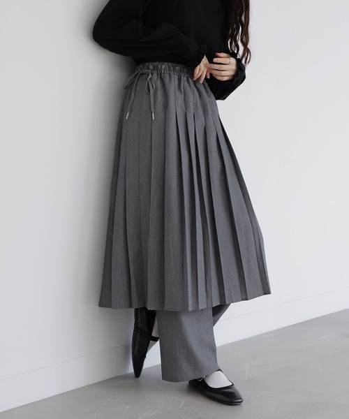 somari imagination（ソマリ イマジネーション）の「『プリーツスカート×ストレートパンツセット』（スラックス・レディース・ブラック/グレー・1/2）」の2枚目の写真