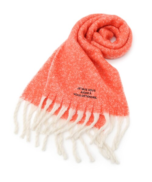 SHOO・LA・RUE(シューラルー)の「刺繍入りボリュームマフラー(ストール/ショール・レディース・ダークグレー/ライトオレンジ系・00)」の2枚目の写真