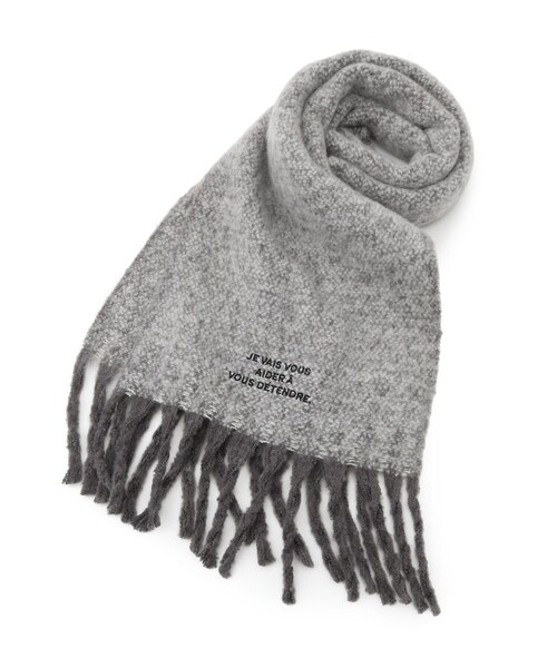 SHOO・LA・RUE(シューラルー)の「刺繍入りボリュームマフラー(ストール/ショール・レディース・ダークグレー/ライトオレンジ系・00)」の4枚目の写真