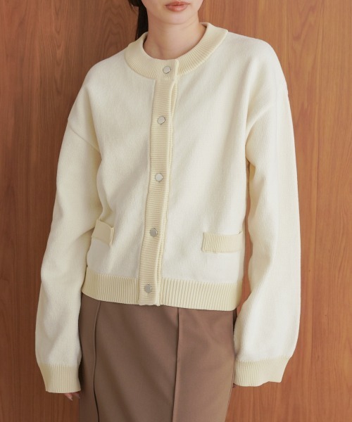 Bab(バブ)の「モールヤーンカーディガン(カーディガン/ボレロ・レディース・アイボリー/グレイッシュベージュ/ブラック・FREE)」の1枚目の写真